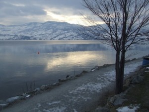 ice on path round lake